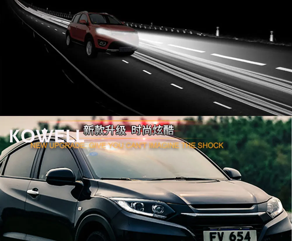 KOWELL автомобильный Стайлинг для Honda vezel HRV фары светодиодный DRL передние фары Биксеноновые линзы HID