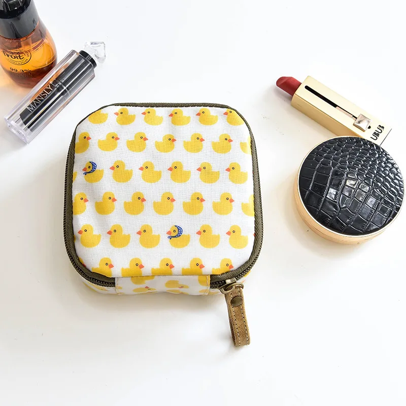 Little yellow duck Женские Гигиенические Салфетки, косметичка, сумка для хранения, большая вместительность, милая простая японская гигиеническая сумка на молнии, Органайзер - Цвет: Little yellow duck