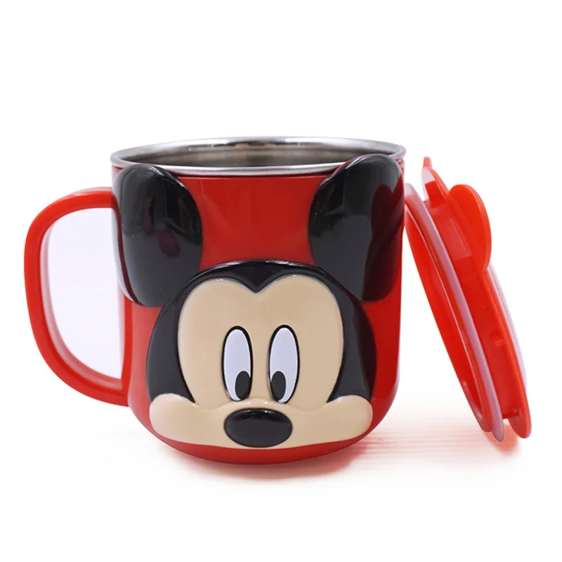 Disney кружки из нержавеющей стали Микки Маус Детская кружка для кормления дети анти-обжиг с крышкой изоляции питьевой чашки подарки на день рождения - Цвет: G