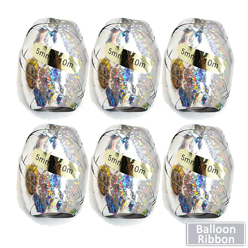 6pcs silver laser Украшение для вечеринки в честь свадьбы, дня рождения, для детей и взрослых, аксессуары для воздушных шаров, Узловая цепочка, лента в горошек, клей, принадлежности для детского душа - Цвет: 6pcs silver laser
