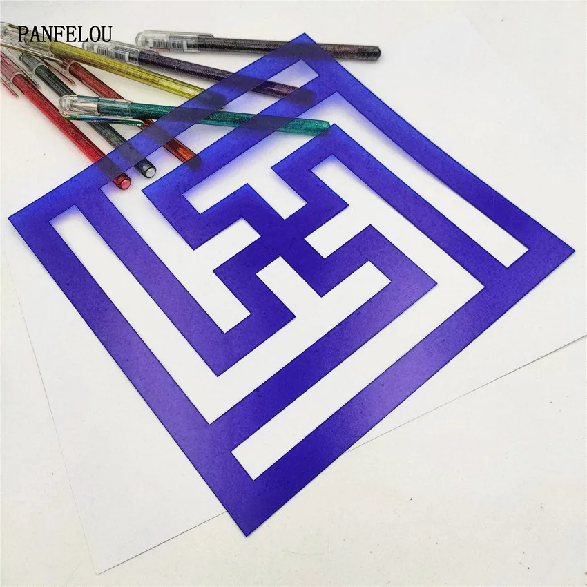 Blue maze scrapbook stencils spray plastic mold shield DIY cake hollow Embellishment printing lace ruler valentine | Дом и сад