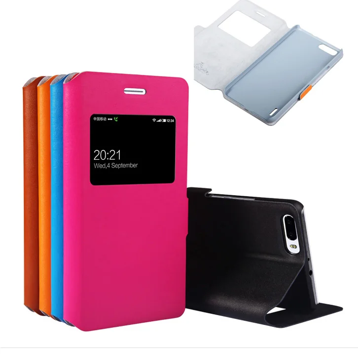 Умный вид из окна натуральной кожи перевернуть книгу чехол для Huawei honor 6 плюс