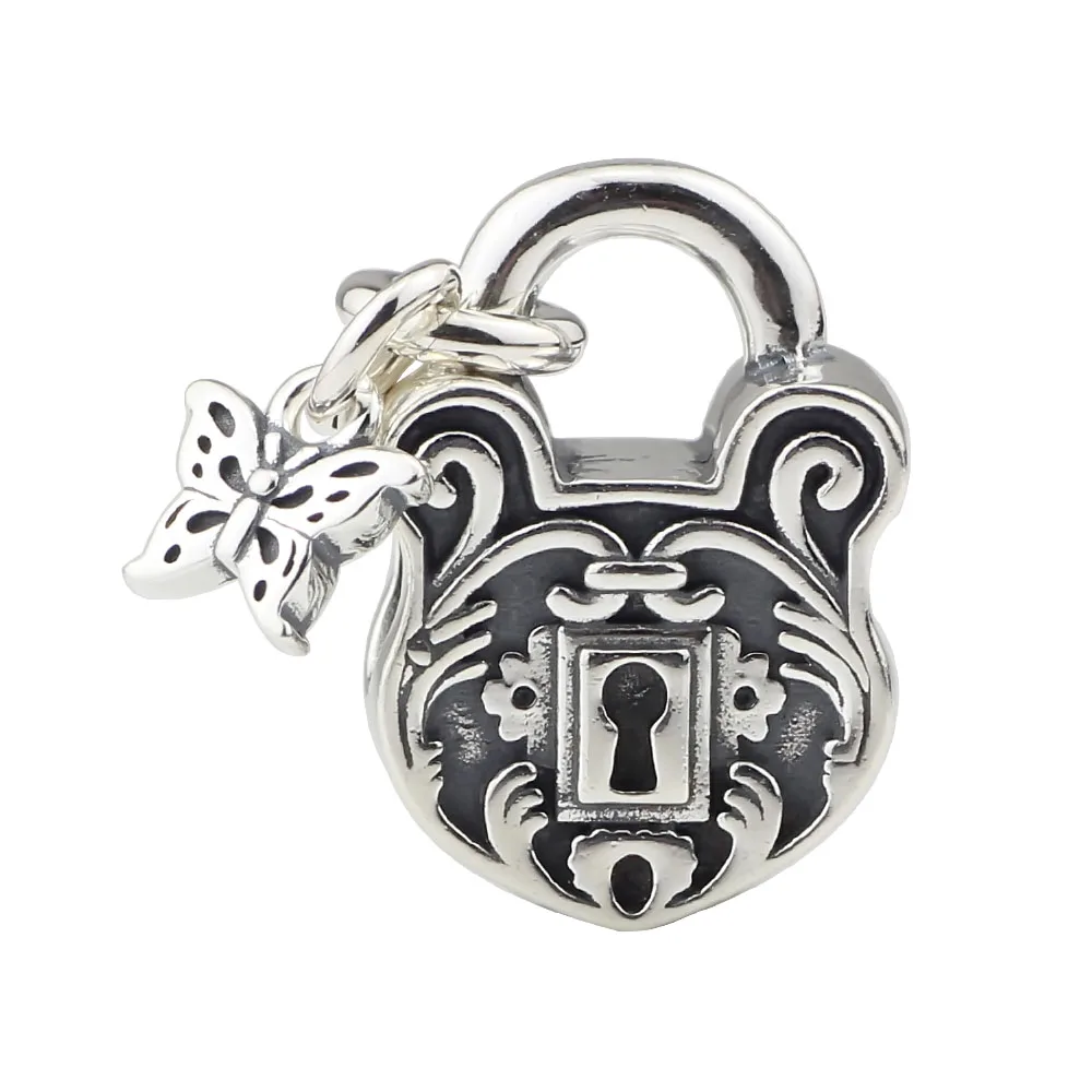 Охотник за бусинами из стерлингового серебра 925 пробы с замком в виде сердца и