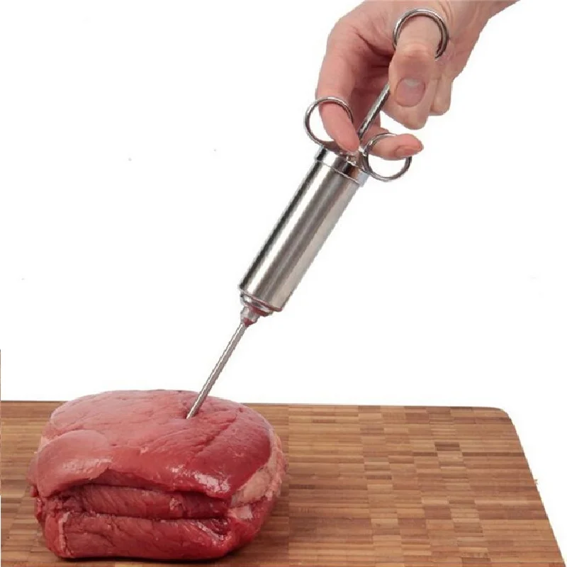 Сверхмощный инжектор для мяса 304 нержавеющая сталь 2 унции приправ Marinade шприц