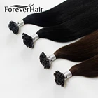 Накладные человеческие волосы FOREVER HAIR 0,8 глокон, 16 дюймов, 18 дюймов, 20 дюймов, 100% натуральные, предварительно скрепленные, с плоскими кончиками, наращивание волос, прямые капсулы, волосы из кератинового сплава, 40 гПАК