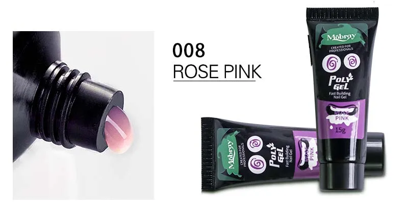 rose pink 9 цветов, замачиваемый полигель, быстрое строительство, 15 мл, Типсы для ногтей, строительный УФ-гель, камуфляж, инструмент для маникюра - Цвет: rose pink