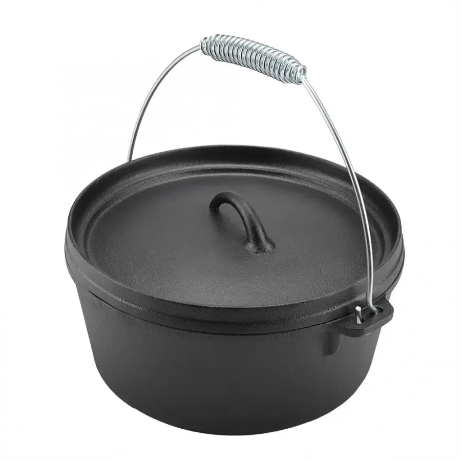 Портативная антипригарная чугунная кухонная посуда для барбекю на открытом
