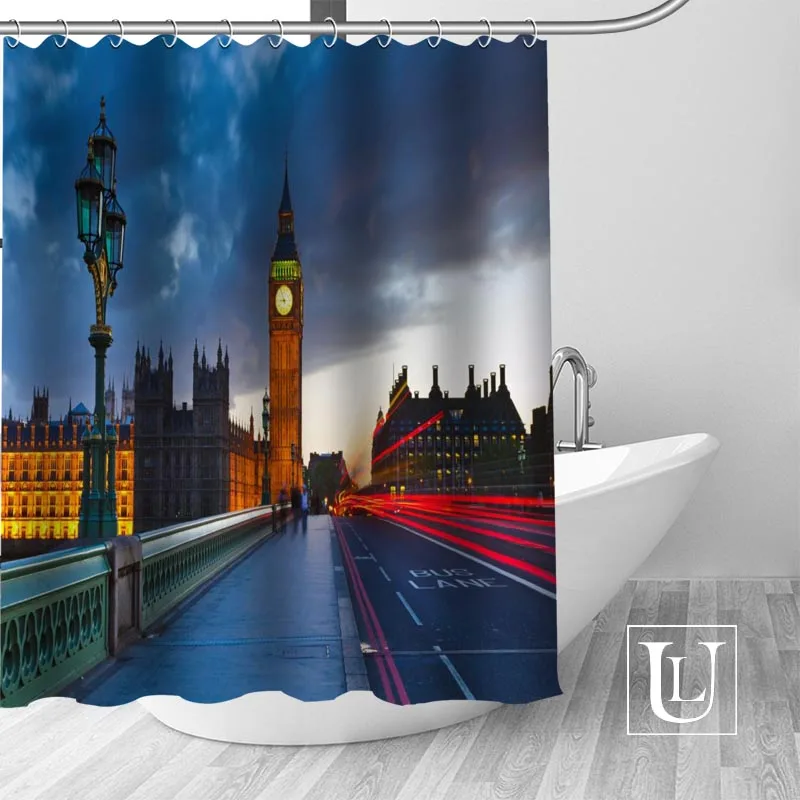 

Custom london street Curtain Fabric Modern Shower Curtain bathroom beautiful Curtains Bath decor Polyester Cloth Waterproof