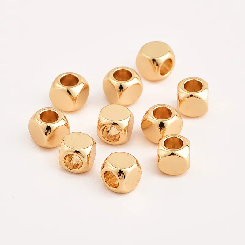 10/шт 5 мм заполненные розовые шампанские Золотые Квадратные бусины DIY ювелирные