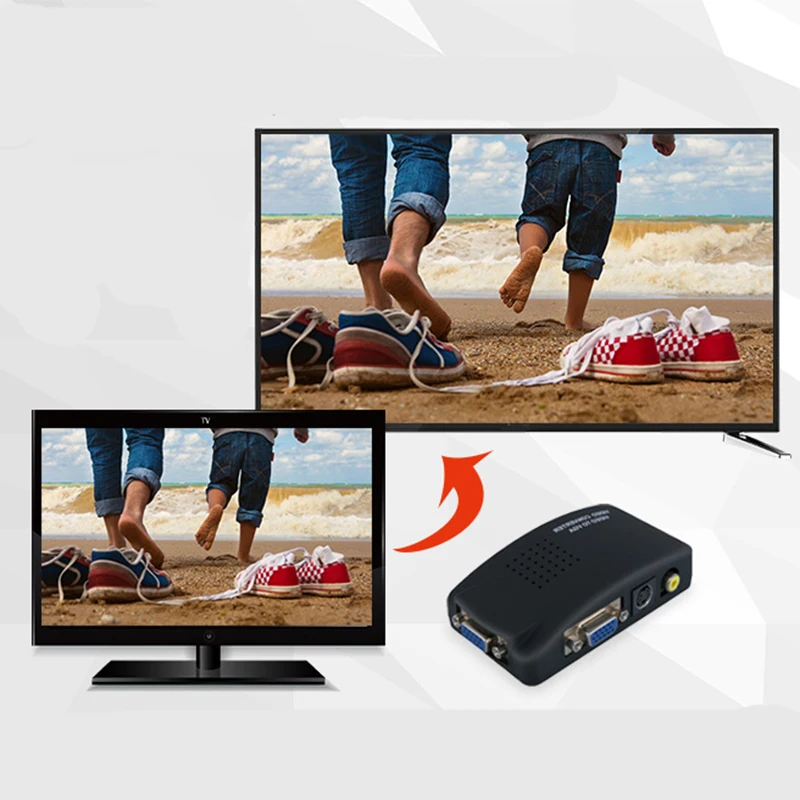 Baolyda AV к VGA преобразователь RCA композитный S-Video Box CC tv DVR ПК ноутбук ТВ проектор вход