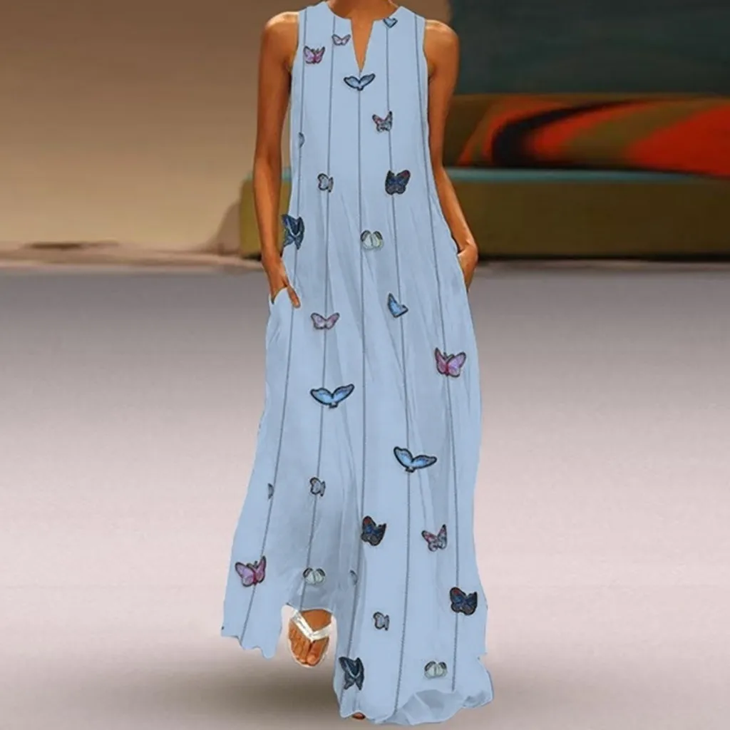 Женское Повседневное платье в стиле ретро Летнее Длинное Платье полоску без