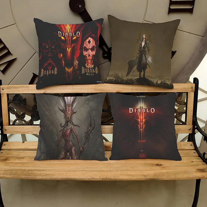 Игр Diablo 3D принтом для диванных подушек, наволочки для подушек из хлопка и льна с квадратным кресло подушка сиденья Наволочки наволочка с изображением автомобиля бойфренда подарок 18x18 дюйм(ов