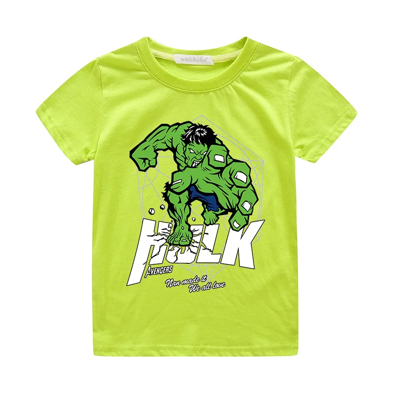 Light Green T-shirts Детская футболка с Халком для мальчиков детская летняя футболка с короткими рукавами белая Повседневная футболка для девочек; ZA021 - Цвет: Light Green T-shirts
