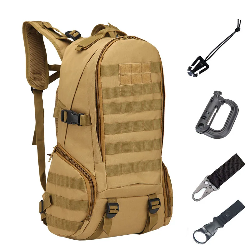 Bag and hooks 35Л Большой Вместительный тактический рюкзак, Военный стиль, походный рюкзак, сумка для охоты, походов, армейская камуфляжная спортивная сумка, водонепроницаемая - Цвет: Bag and hooks