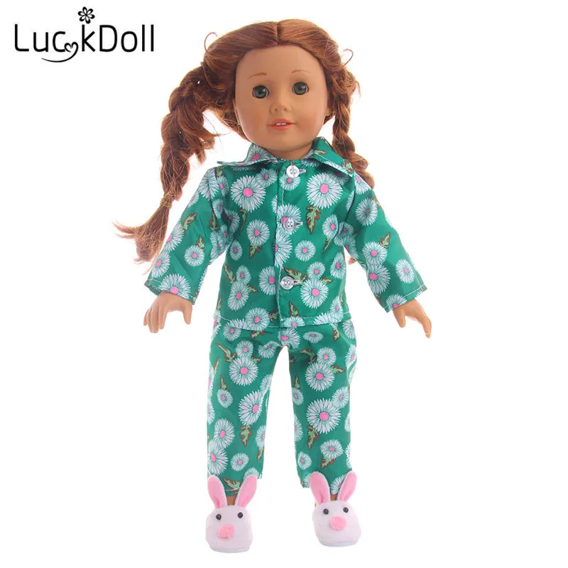 LUCKDOLL кукольная Пижама с цветочным принтом для 18 дюймовых американских кукол или