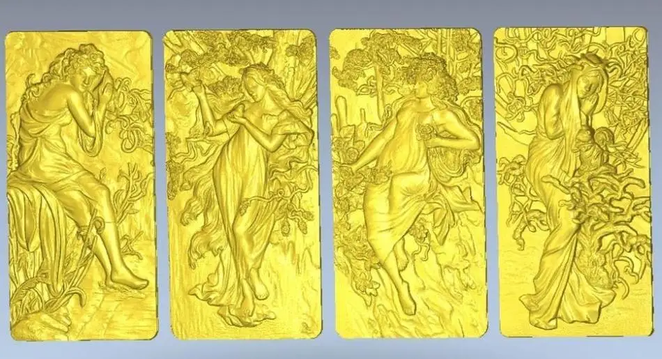 3d модель рельеф для ЧПУ в формате STL file Panno_four_girls|3d model relief|3d relief modelfor cnc |