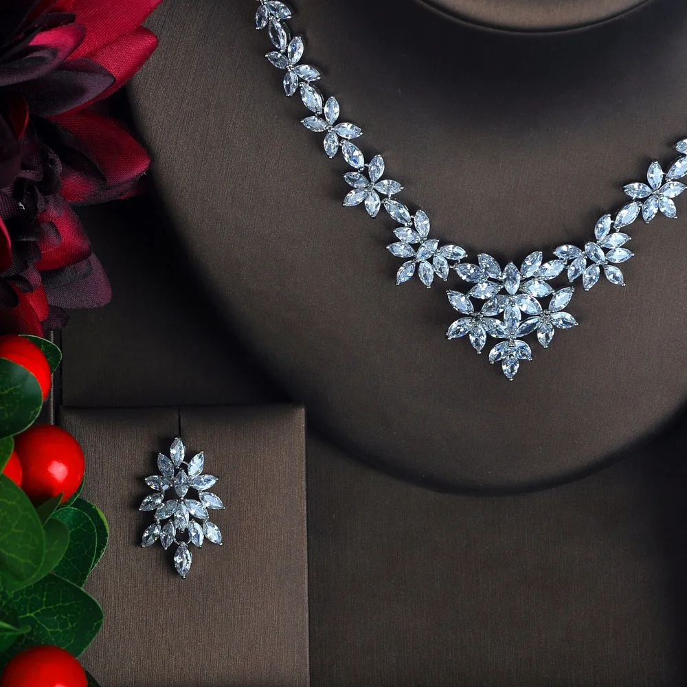 HIBRIDE Роскошные Ювелирные наборы для женщин набор украшений невесты Brincos Bijoux Mariage