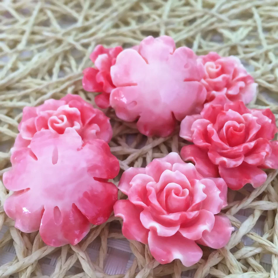 Очаровательный искусственный розово-Коралловый кулон в виде цветка бусины 10*20 мм