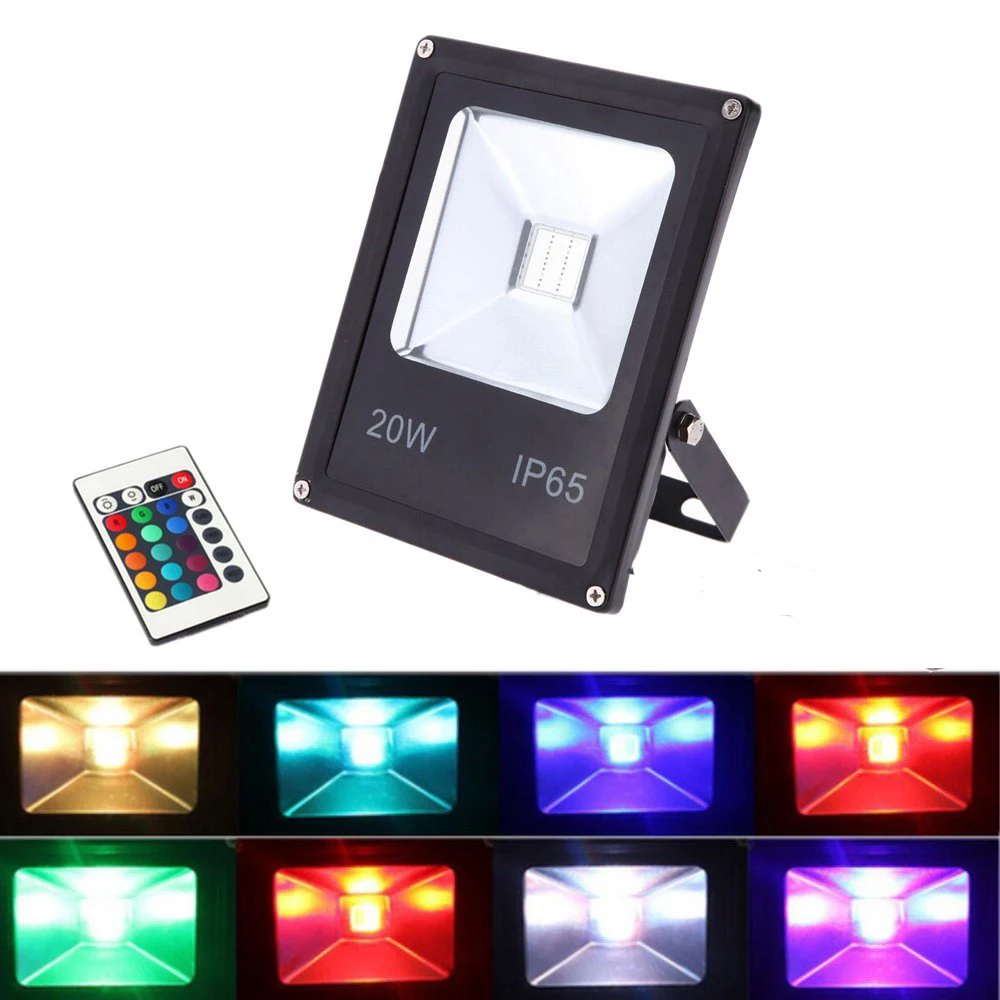 RGB теплый белый холодный 10 Вт 20 30 50 светодиодный уличный прожектор с ИК пультом
