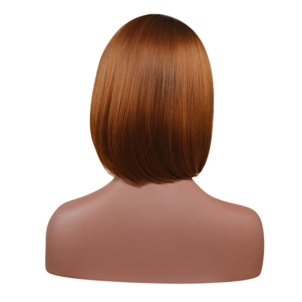 14 inches Short Straight Wigs with Bangs Heat Resistant Synthetic Lady Girl Bob Wig Women's Full Hair for Women African | Красота и