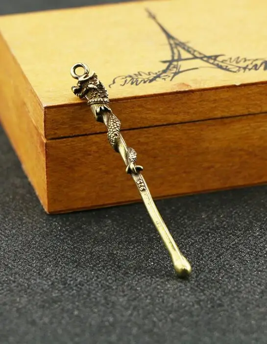 Коллекционные китайские резные серьги из чистой латуни в виде животных драконов