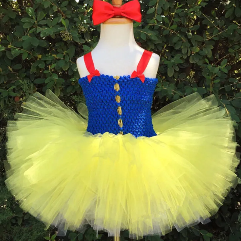 

Snow White Cosplay Tutu Dresses for Girls Party Princess Dress Children's Tulle Dress with Headband Baby Girl Tutu Dress Infant
