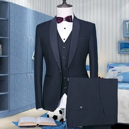 2018 новый черный пиджак жениха костюмы Slim Fit мужские свадебное платье для