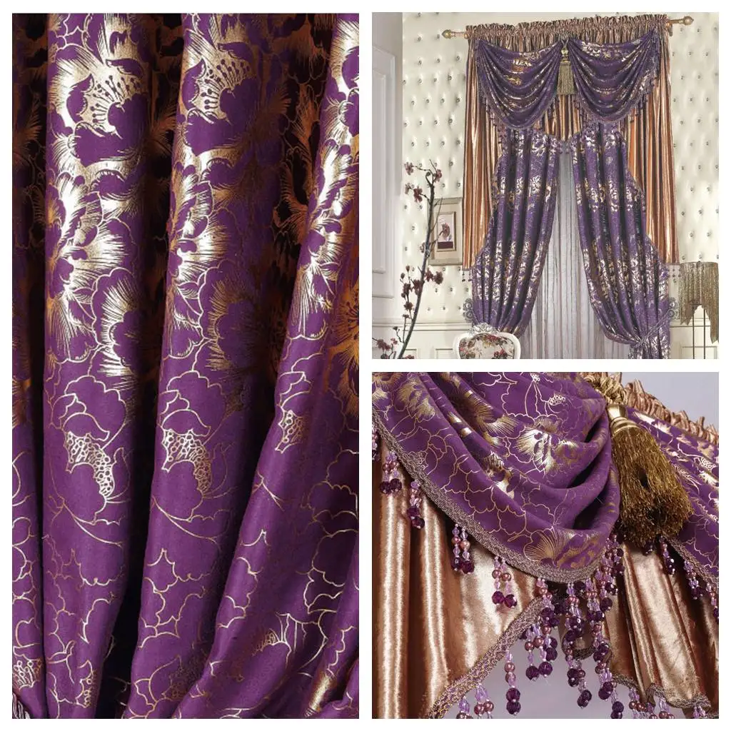

flower quality the blind Purple luxury classical classic rustic balcony print shade cloth curtain customize Blinds the tulle