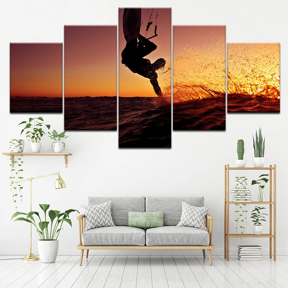 Картина на холсте серфинг экстремальные виды спорта 5 шт. Настенная картина