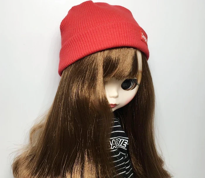 red 1 шт. крутая Мода карамельный цвет вязаная шапка для blyth куклы в шляпах Для 1/6 аксессуары для кукол - Цвет: red