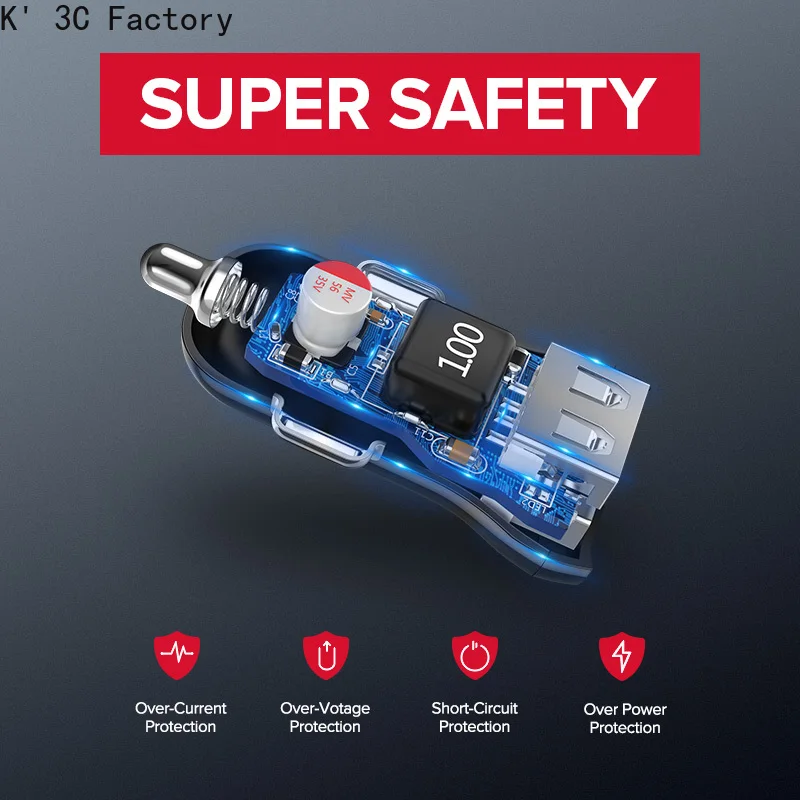 K' 3C мини usb зарядное устройство для авто с контрастным Зарядное Мобильный