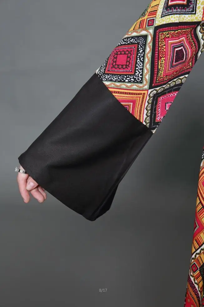Opened abaya Muslim Adult Casual flower printed Robe Musulmane Dubai Fashion Cardigan Robes Arab Worship Service Wj1630 | Тематическая