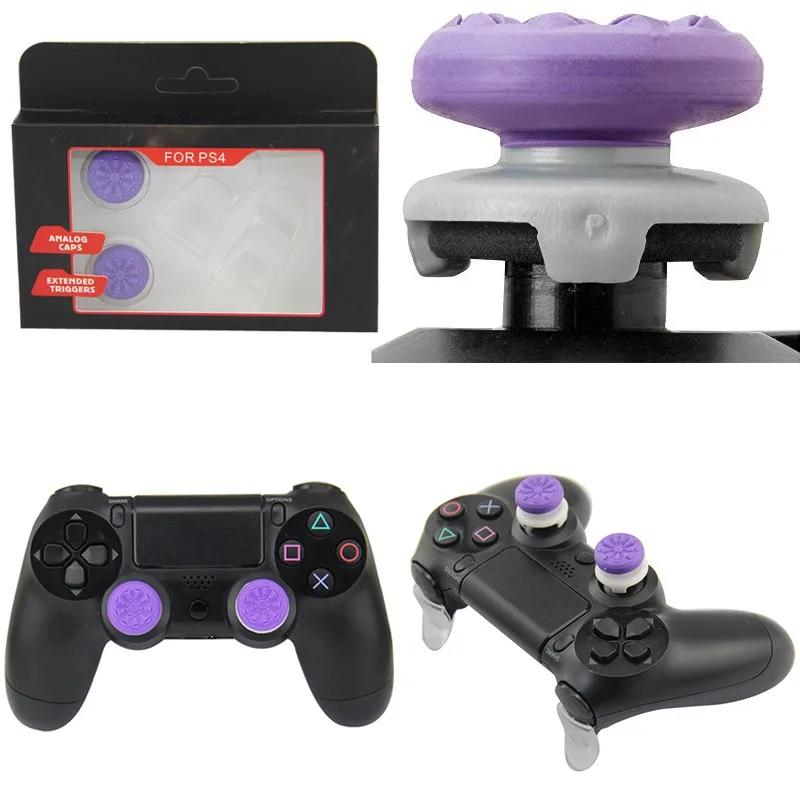 Фиолетовый Игровой курок Расширенная Кнопка аналоговый расширитель thumbtick Grip Увеличенная крышка для контроллера PS4 - Цвет: Фиолетовый