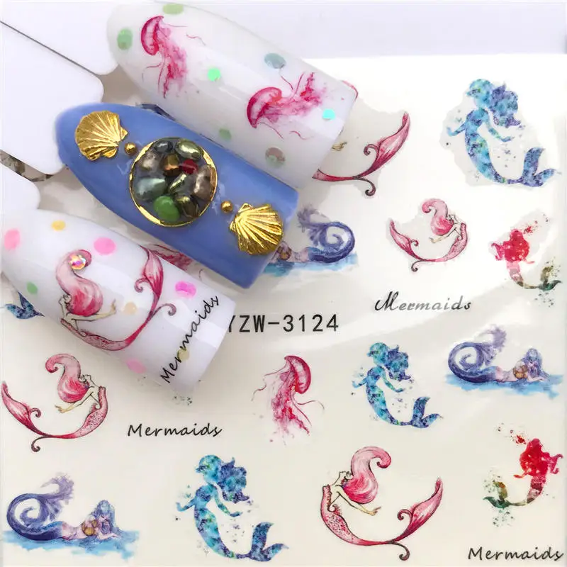 

YWK 1 Sheet Nail Stickers Water Transfer Sticker Cartoon Flamingo Cute Animal Designs Nail Art Slider Manicure Decoration