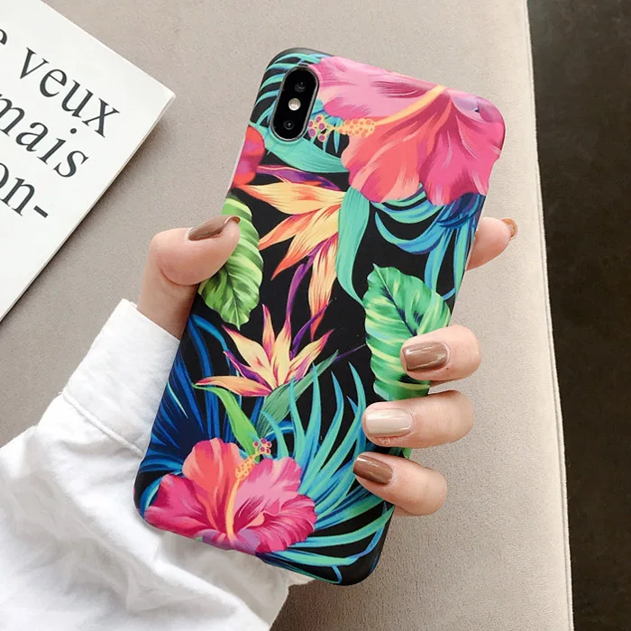 Чехол для телефона в стиле ретро с цветными цветами для iphone XR XS Max X 6 6S 7 8 Plus 11 11Pro Max Leaf матовый мягкий Художественный Цветочный чехол - Цвет: Style 5