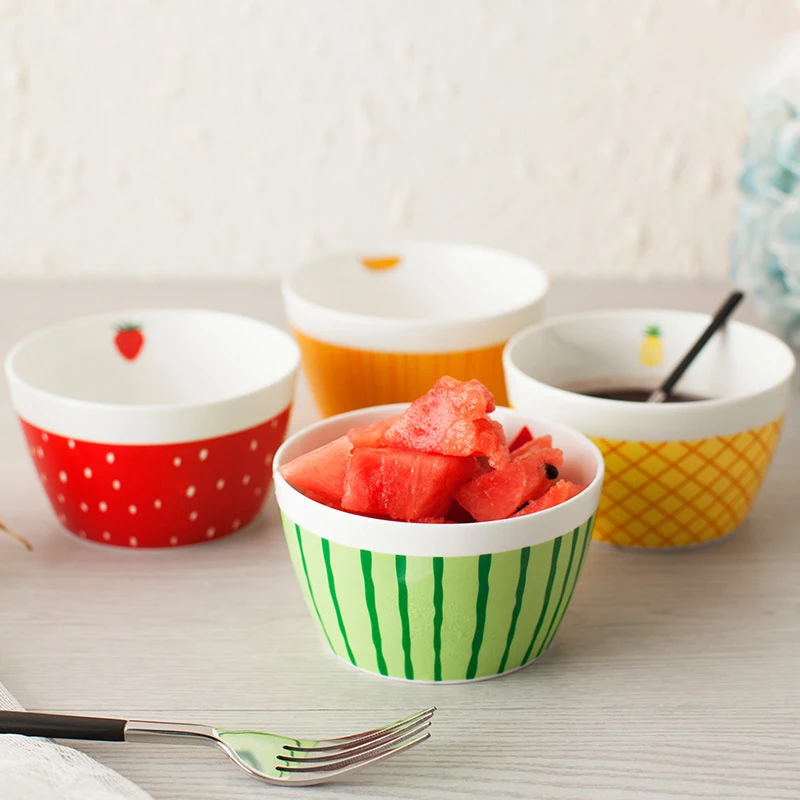 Набор из 4 керамических мисок тонкого костяного фарфора креативная ручная