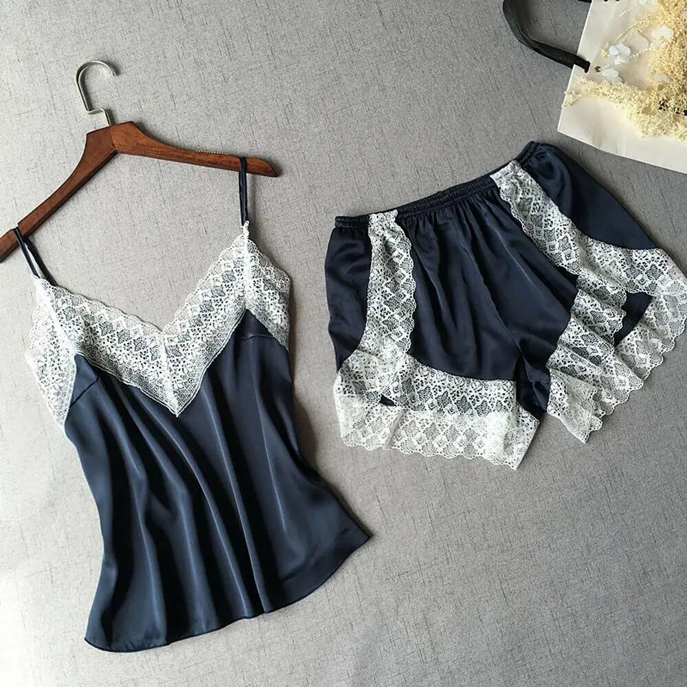 2 шт. женское мягкое атласное кружевное ночное белье Babydoll сексуальное Ночная
