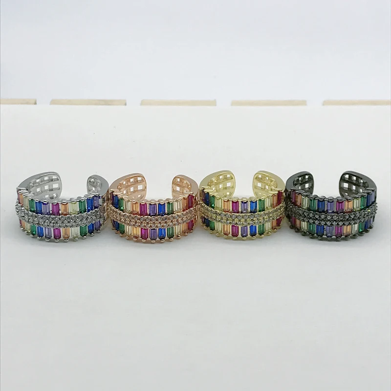 

5PCS Rainbow Collection CZ Ring Women Multi Color Stone Ring