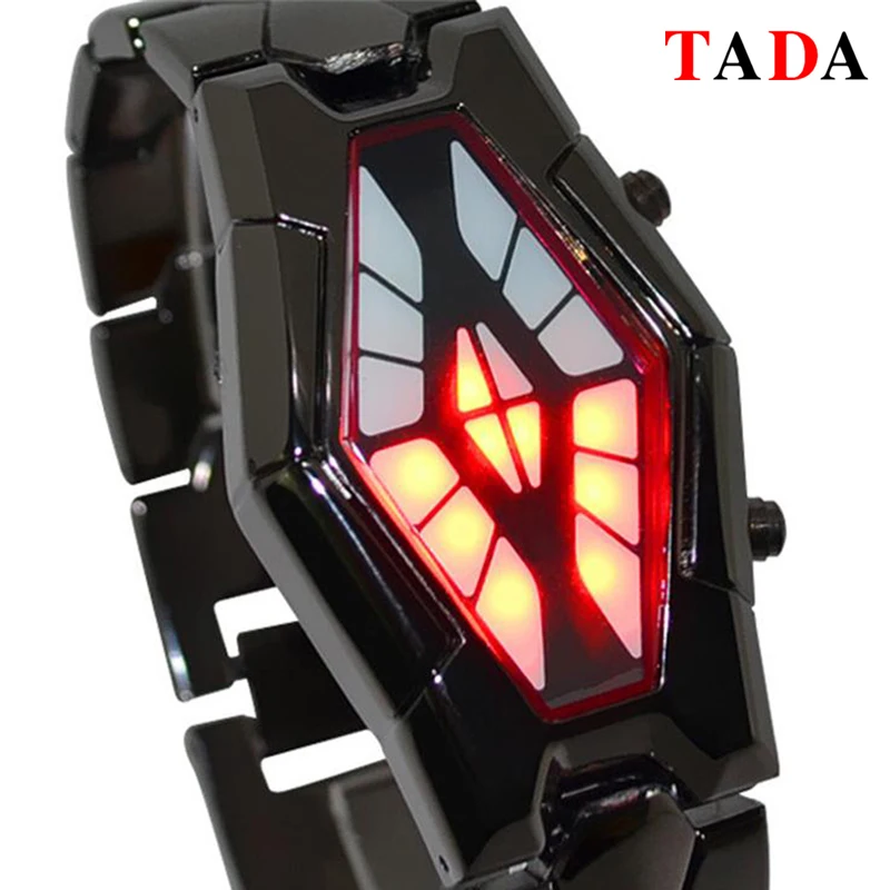 2018 Reloj Hombre Тада бренд Уникальные военные змея ромб Head multi Цвет светодиодные