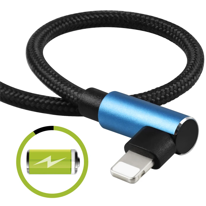 90 градусов USB кабель для iphone 7 8 5 SE 6 plus Кабель передачи данных iPad зарядный apple
