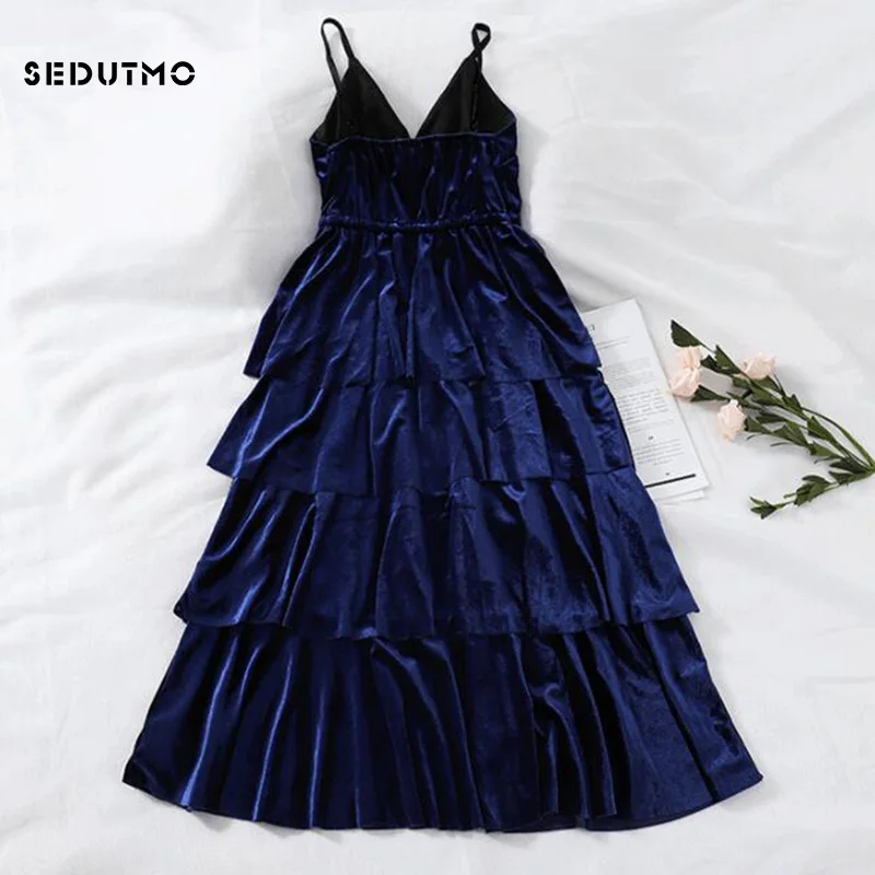 SEDUTMO весеннее бархатное платье Женская туника сексуальные макси платья на
