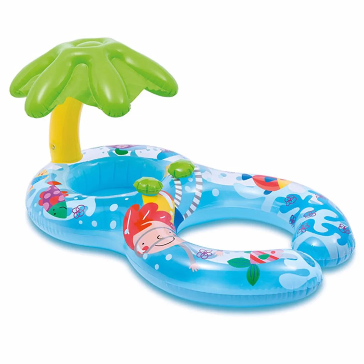 

Swimming Ring Infant Sunshade Parent-Child Mother-Child Ring With Handle Horn Steering Wheel Boat Swimming Ring