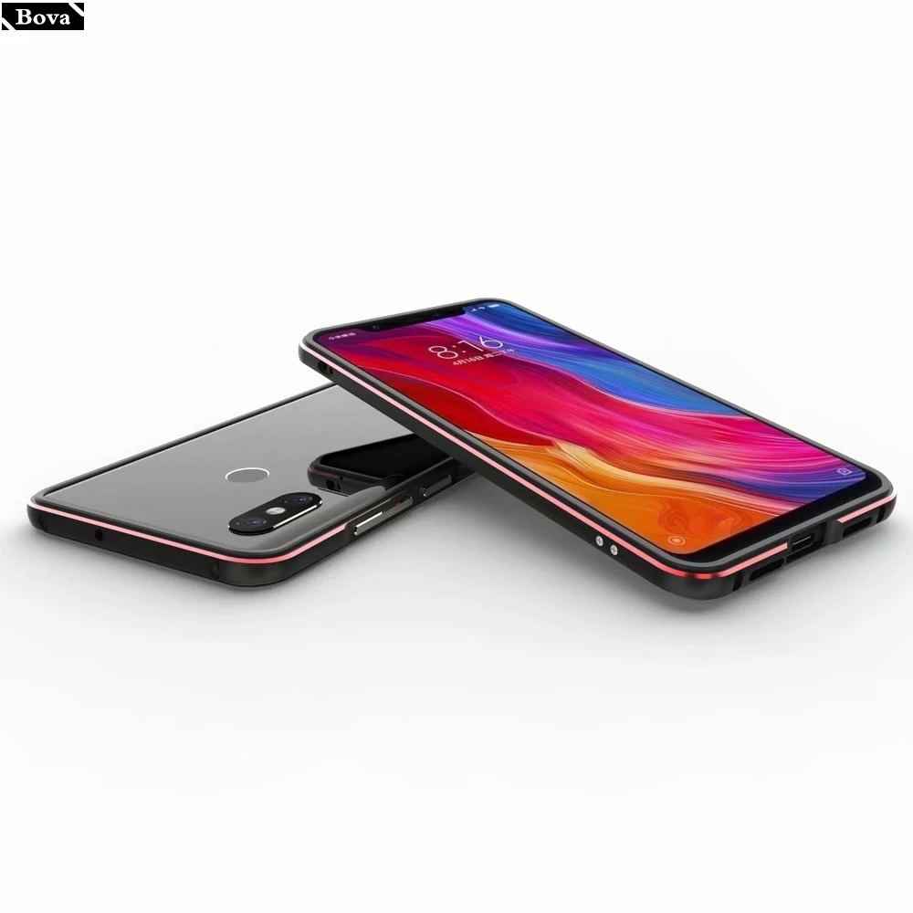 for fundas Xiaomi Mi8 Case Luxury Deluxe Ultra Thin aluminum Bumper For Xiaomi Mi8 6.21" Case+ 2 Film(1 Front+1 Rear