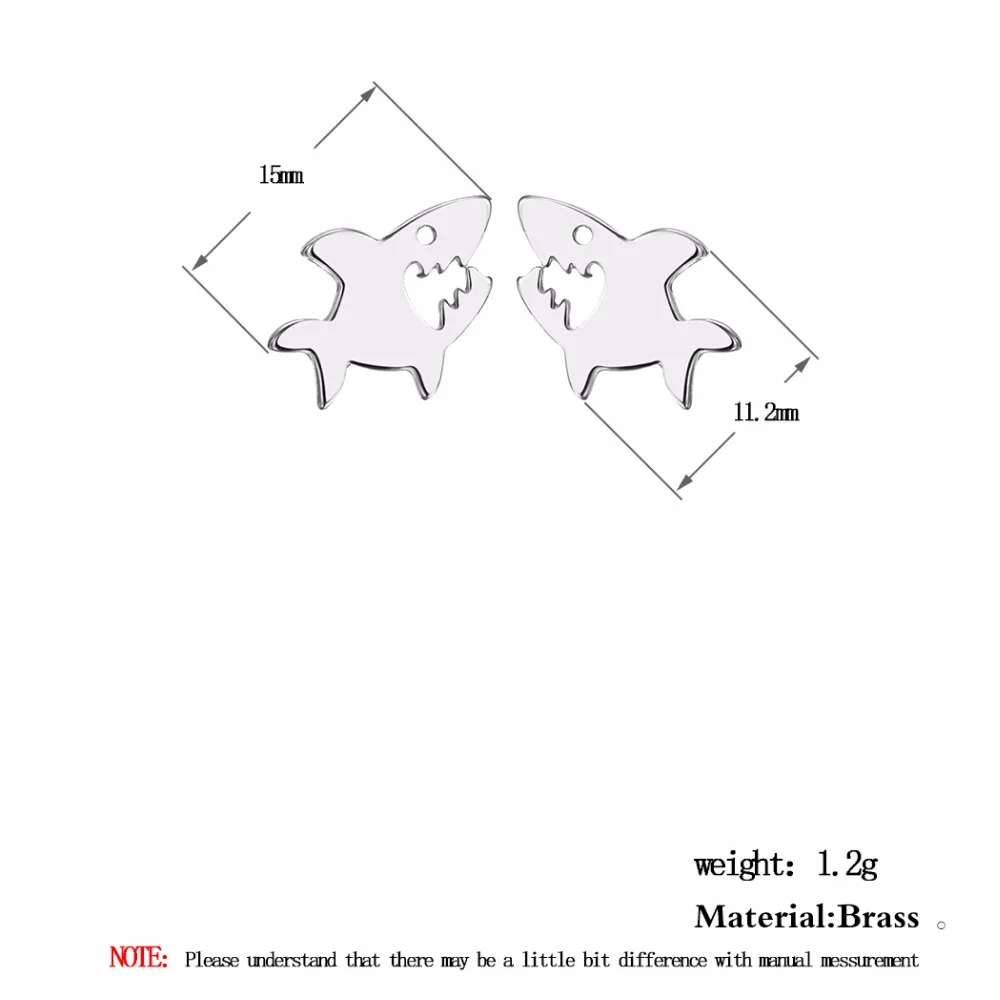 Серьги гвоздики Kinitial ужасная Акула серьги король с натуральными морскими