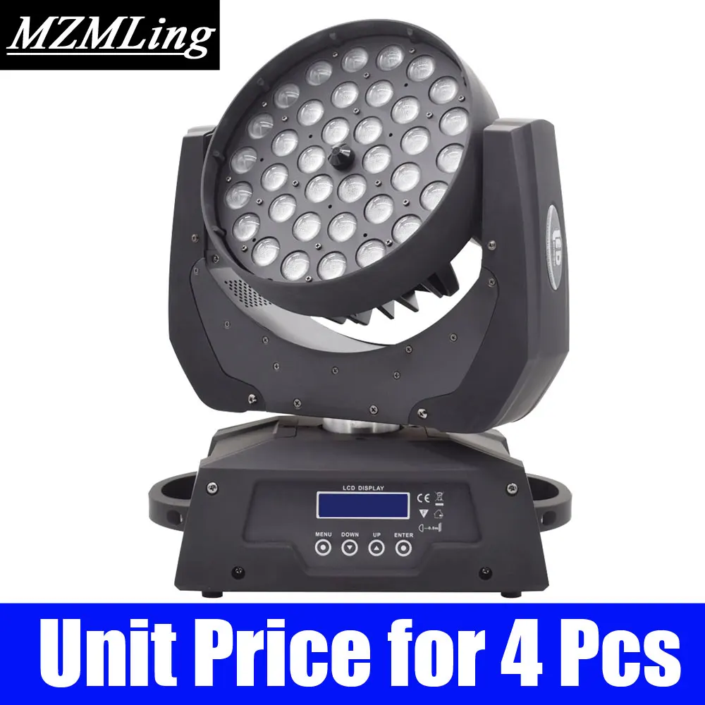 Светодиодный 36x10 Вт RGBW 4in1 стирка/зум светильник DMX512 Moving головной светильник Профессиональный DJ/бар/вечерние/шоу/сценический светильник - Цвет: Unit Price for 4 Pcs
