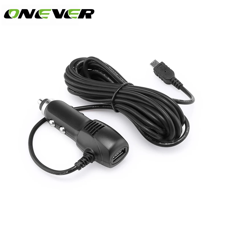 Автомобильное зарядное устройство Onever с двумя USB портами 5 В 2 а кабелем 3 м|Кабели