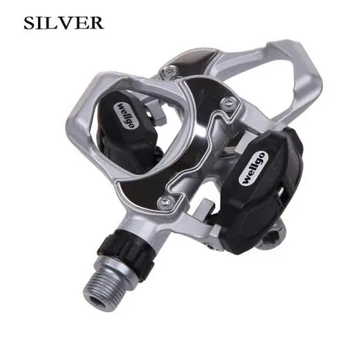 silver Wellgo R251 педали для шоссейного велоспорта самоблокирующиеся из алюминиевого сплава сверхлегкие Cr Mo стальные оси герметичный подшипник велосипедные части педали для велосипеда - Цвет: silver