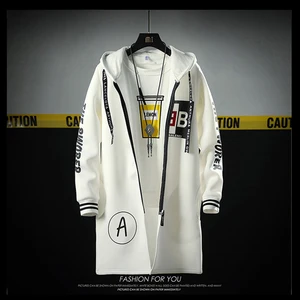 2019 Северная мода, длинное пальто, осенняя ветрозащитная тонкая ветровка на молнии, мужская куртка большого размера в стиле хип-хоп, одежда для лица