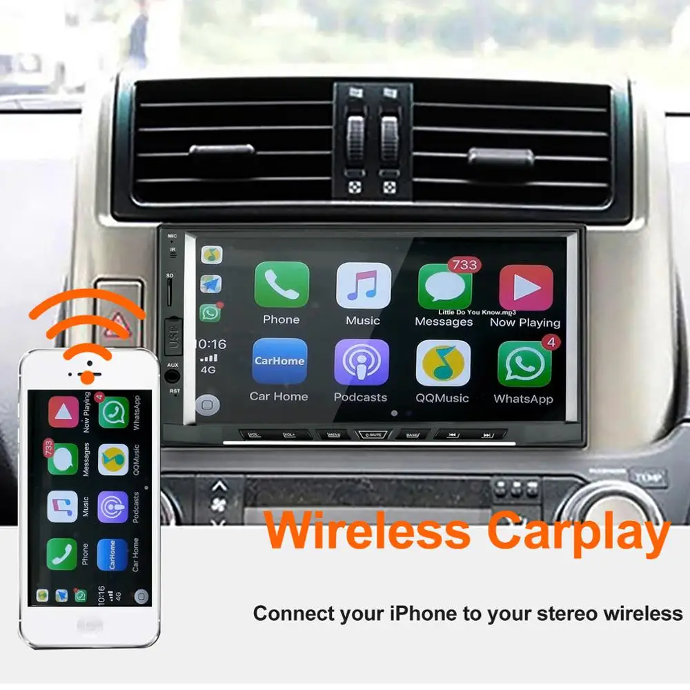 Автомобильный радиоприемник Apple CarPlay & Android беспроводной USB ключ с сенсорным