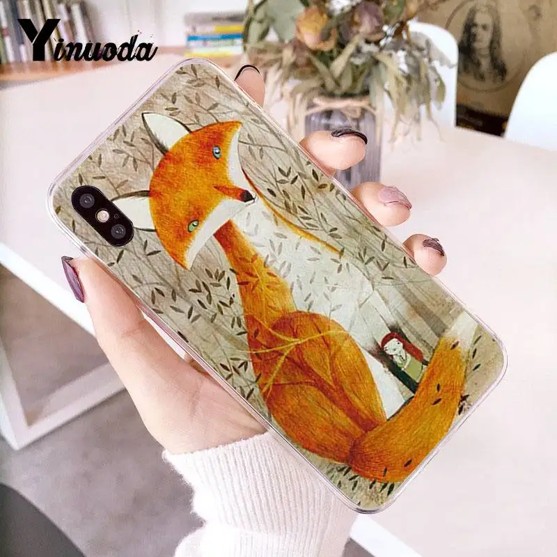 Чехол Yinuoda для iPhone 7 6 X прозрачный чехол телефона с изображением лисы животного 8 6S
